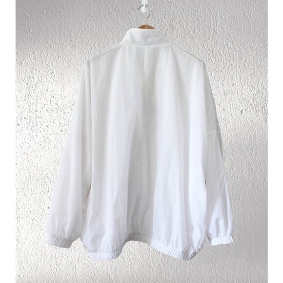 nwot NIKE Swoosh Sportswear Essential Woven Jacket in White/Black (Unisex L) - Picture 8 of 11